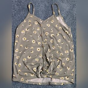 Love Glam Girl Chessie Tie Front Button Tank Girls Size S